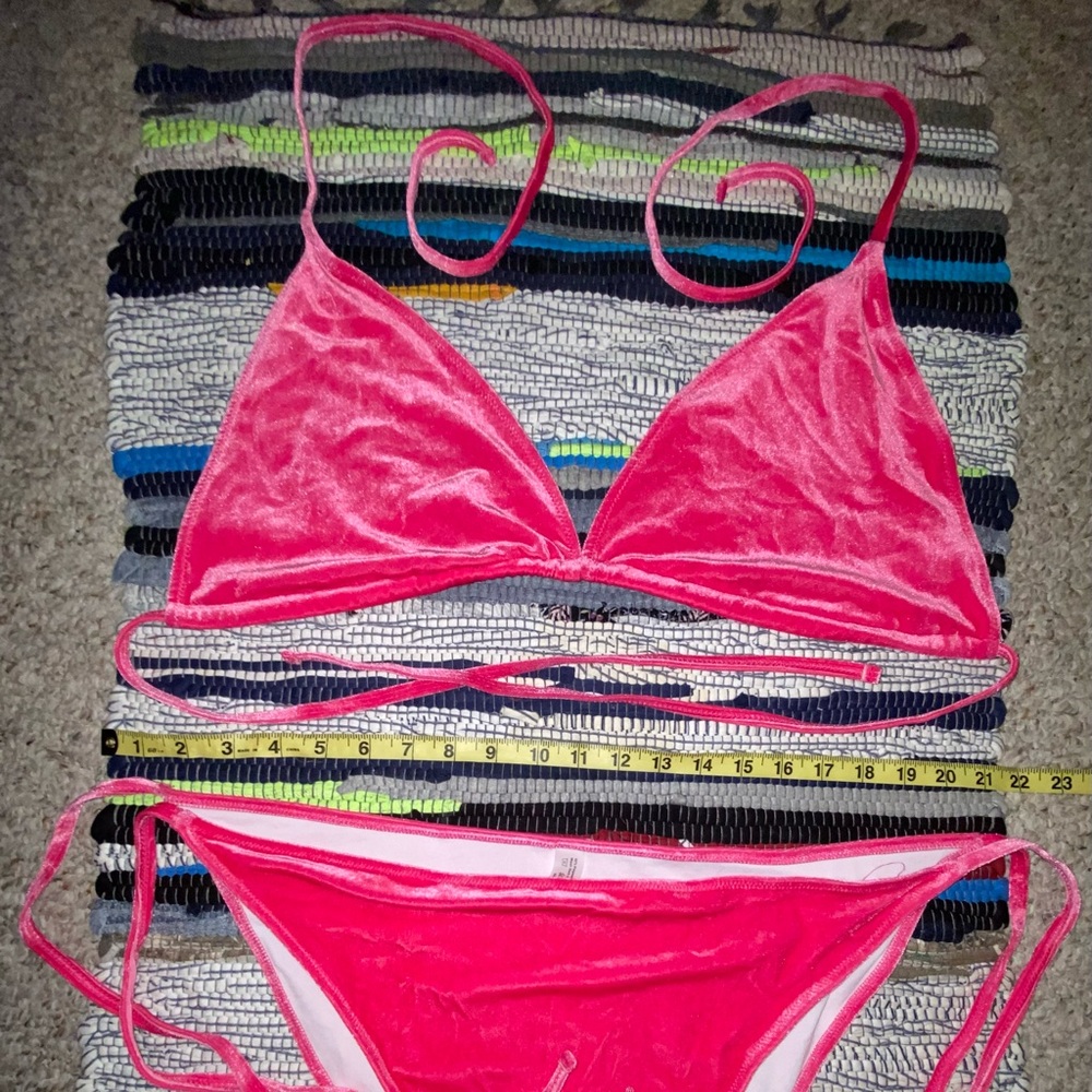Plus Velvet Triangle Tie Side Bikini Swimsuit
